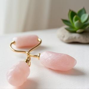 Rose Quartz facial roller kit with a gua sha tool